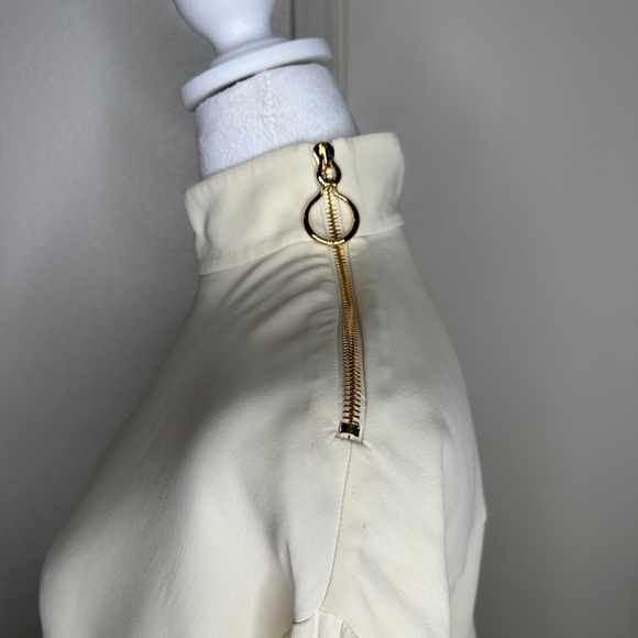 St John Long Sleeve Heavy Silk Georgette‎ Dress In Alabaster Women's S - Picture 5 of 12